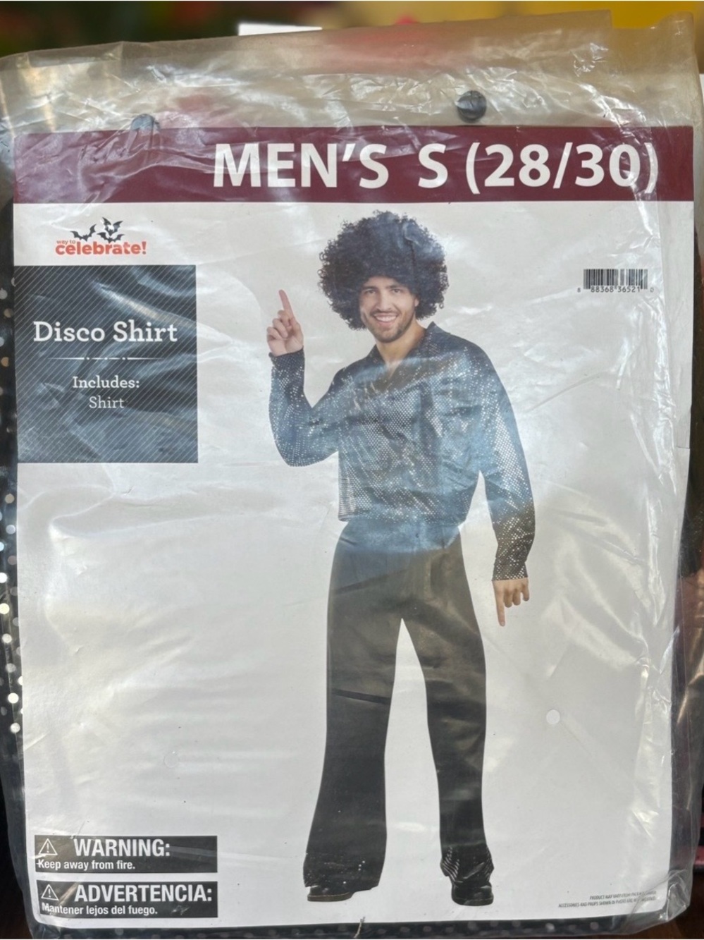 Adult Costume  Blue Disco Shirt - Small